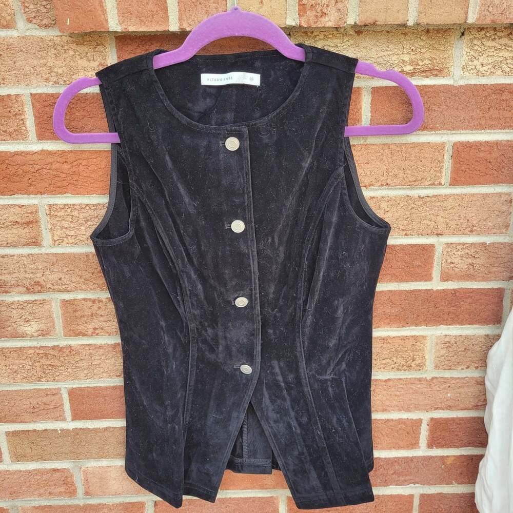 Altar'd State Velvet Vest Women's Size XS Black Button Down Steam Punk Vibes